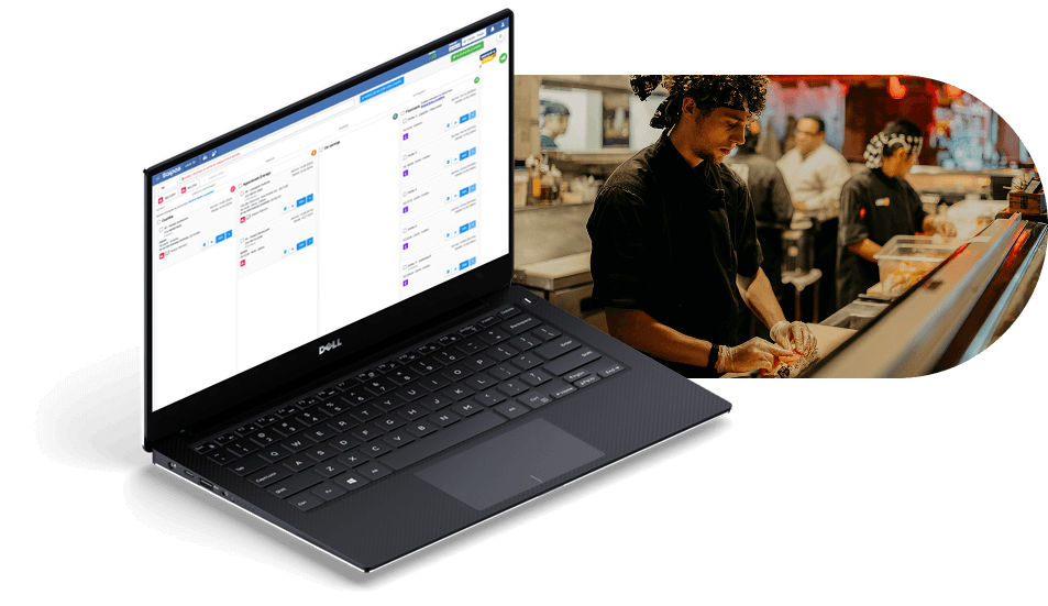 Notebook com sistema Saipos e Chef no restaurante
